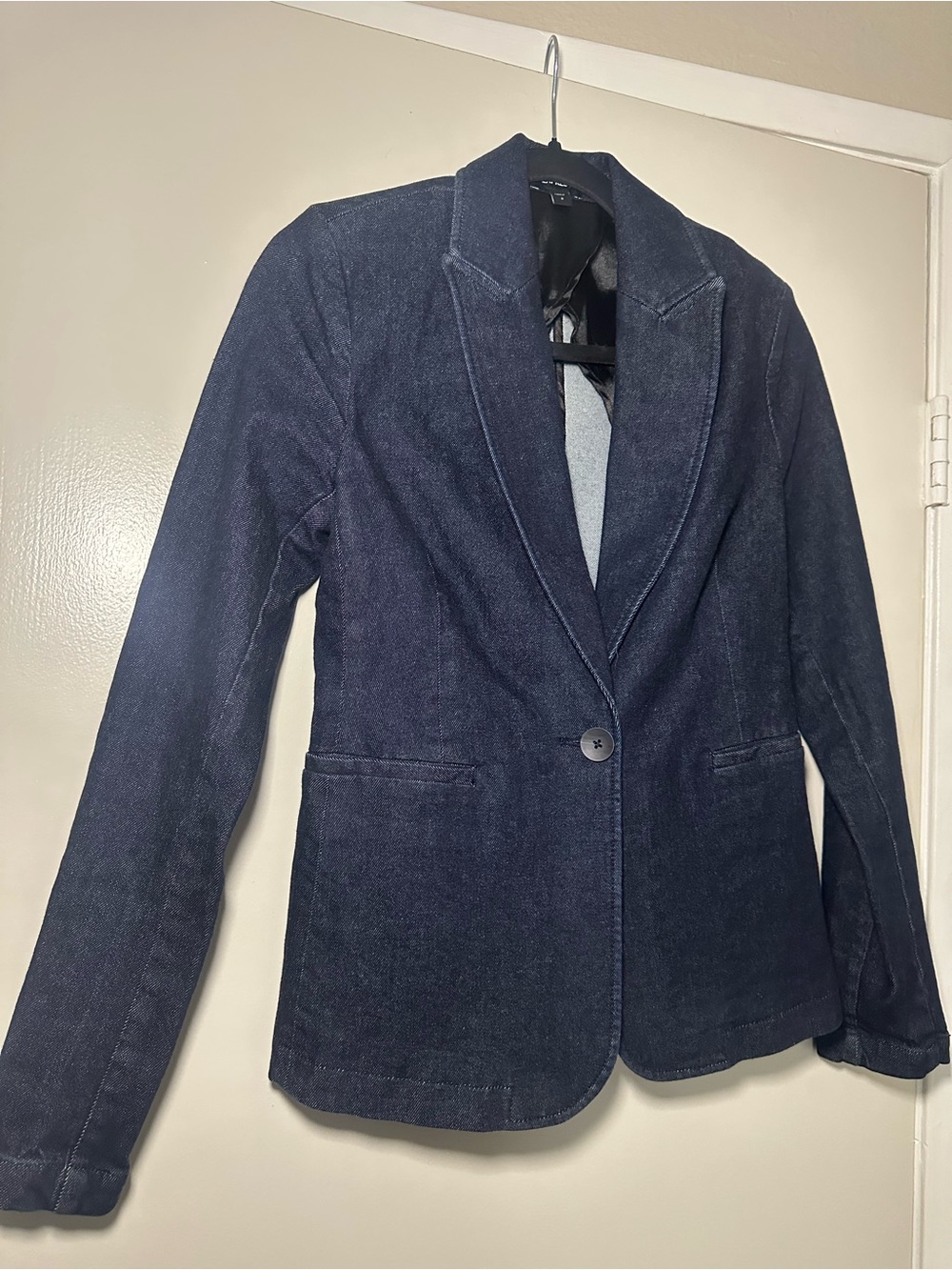Women's Denim Single-Button Blazer Jacket